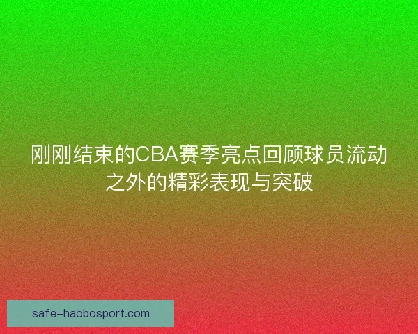 刚刚结束的CBA赛季亮点回顾球员流动之外的精彩表现与突破